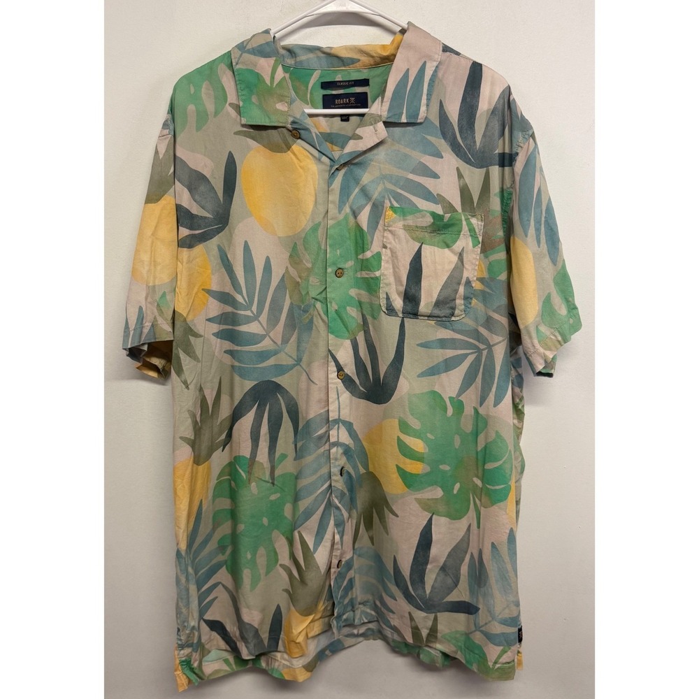 Roark Artifacts of Adventure Mens XXL Tropical Pineapple Shirt RW594 Green